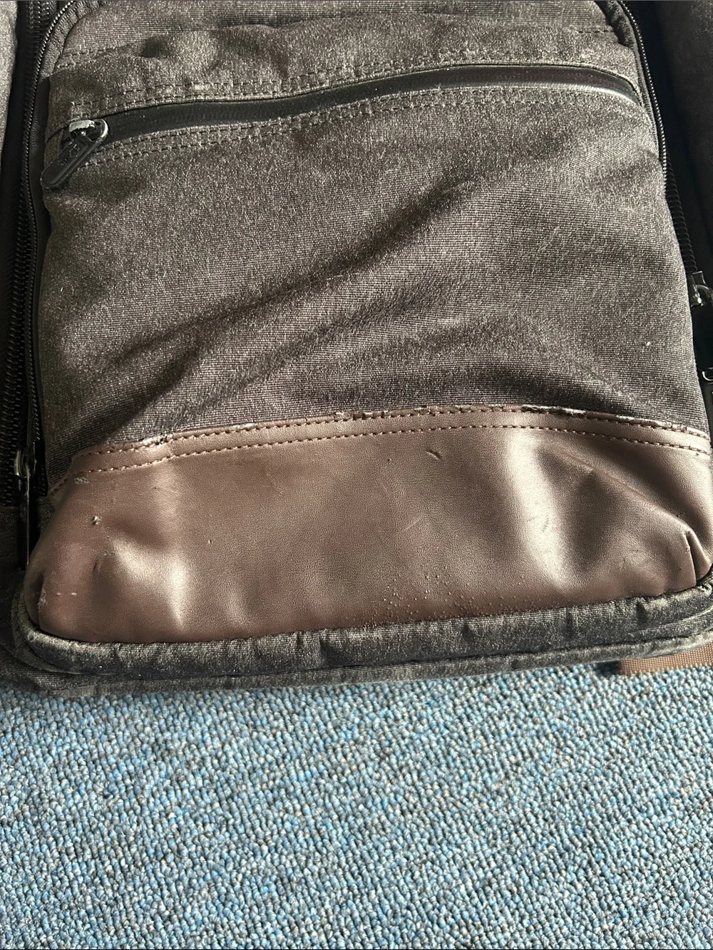 Victorinox Brown Canvas Backpack with Leather Trim